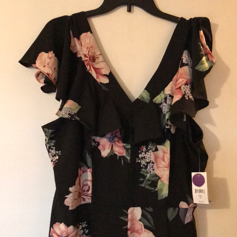 Black floral jumpsuit